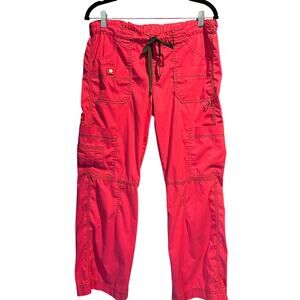 Dickies Hot Pink Scrubs Women Size Small Gen Flex Cargo Drawstring 9 pockets